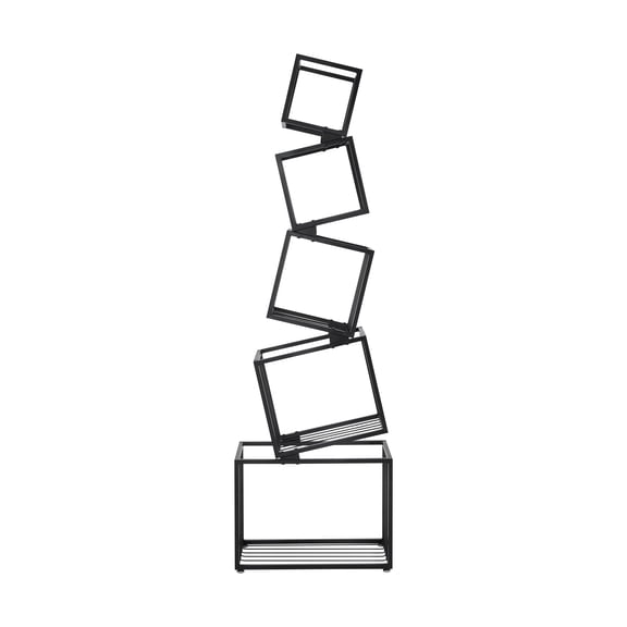 5-Tier Metal Bookshelf Modern Narrow Space-Saving Organizer Black