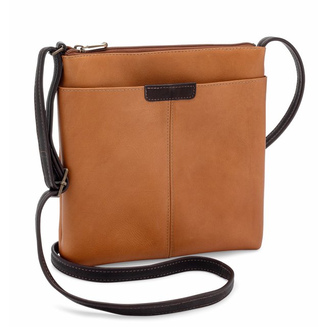 Cora Slip Pocket Crossbody- Tan Body/Cafe Accents - Tan/Cafe