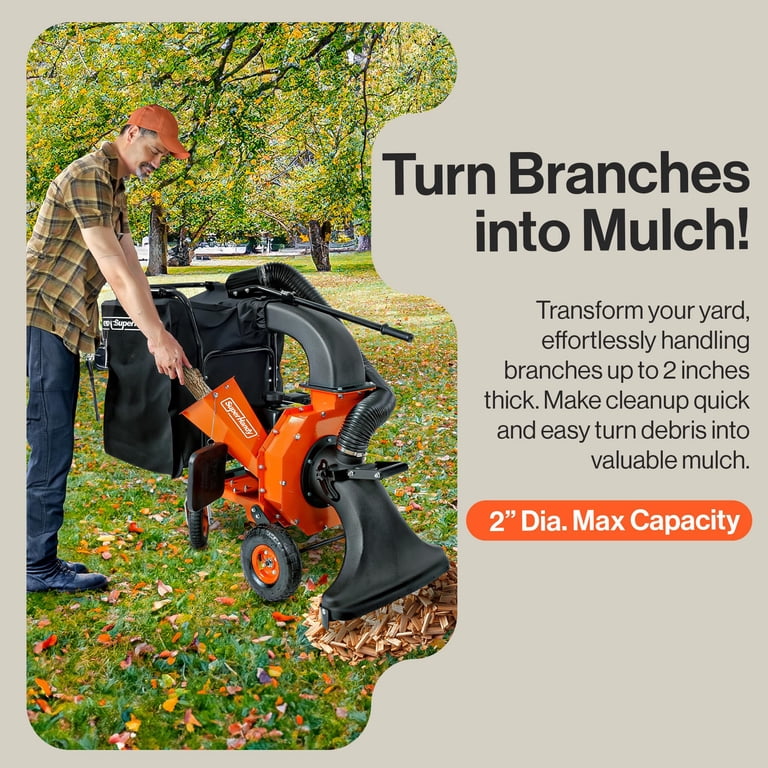 SuperHandy Leaf Vacuum and Wood Chipper, 7 HP, 209CC, 10:1 Mulch