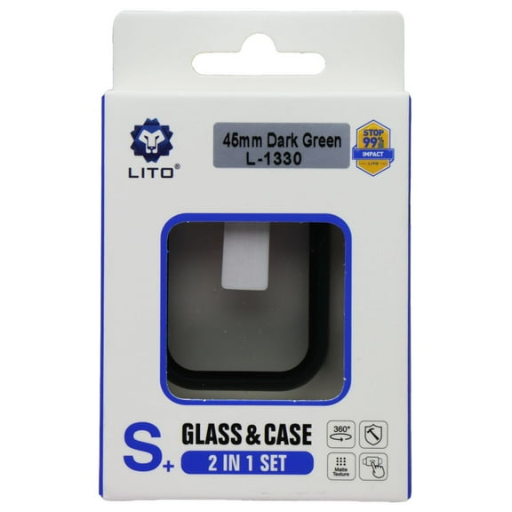 LITO S  Glass and Case for Apple Watch Series 9/8/7 (45mm) - Dark Green (L-1330)