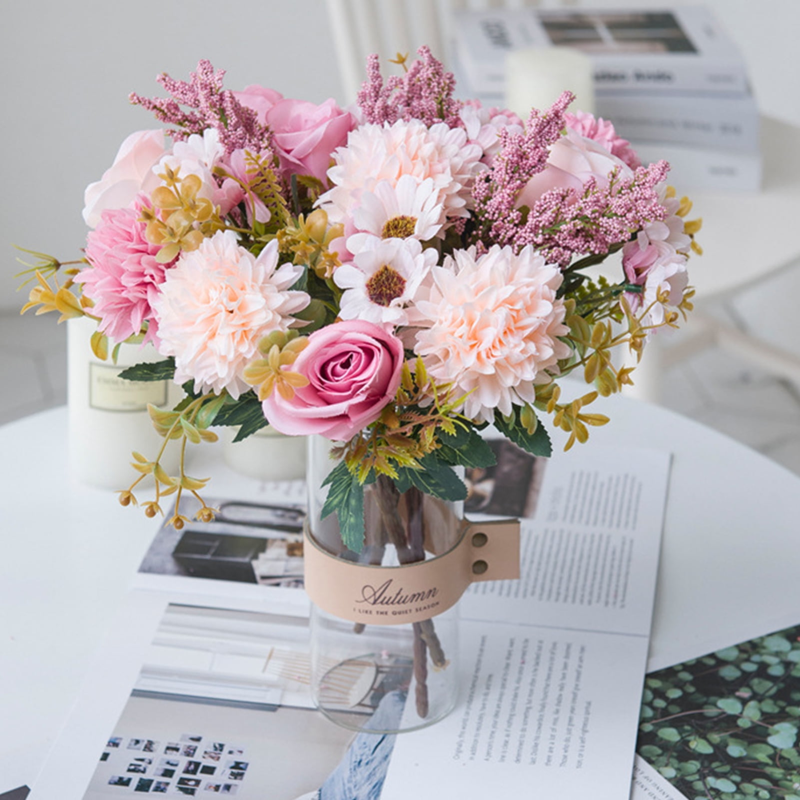 Yesbay Artificial Flower Hybrid Vivid Decorative Antifade Home Decoration Silk Fake Rose Flower