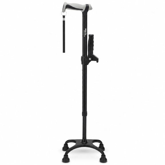Healthbazaar Adjustable Lightweight Quad Canes for Women & Men, Black