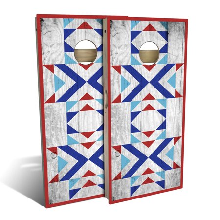Skip's Garage Patriotic Path Solid Wood Cornhole Board Set