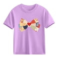 thumbnail image 2 of Piuwrlz Girl Graphic Shirts Tops Girls Short T-Shirts Sleeve Cotton Pullover Purple Size 5 Years, 2 of 10