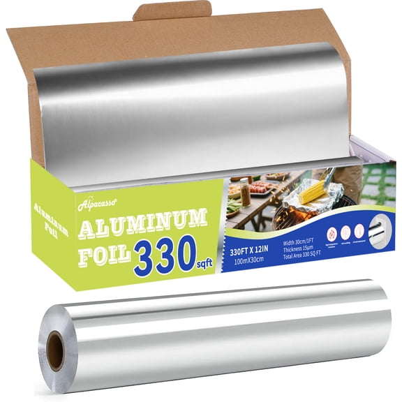 Alpacasso Aluminum Foil ,Aluminum Foils Roll with Serrated Cutter,12inx330SQ. FT