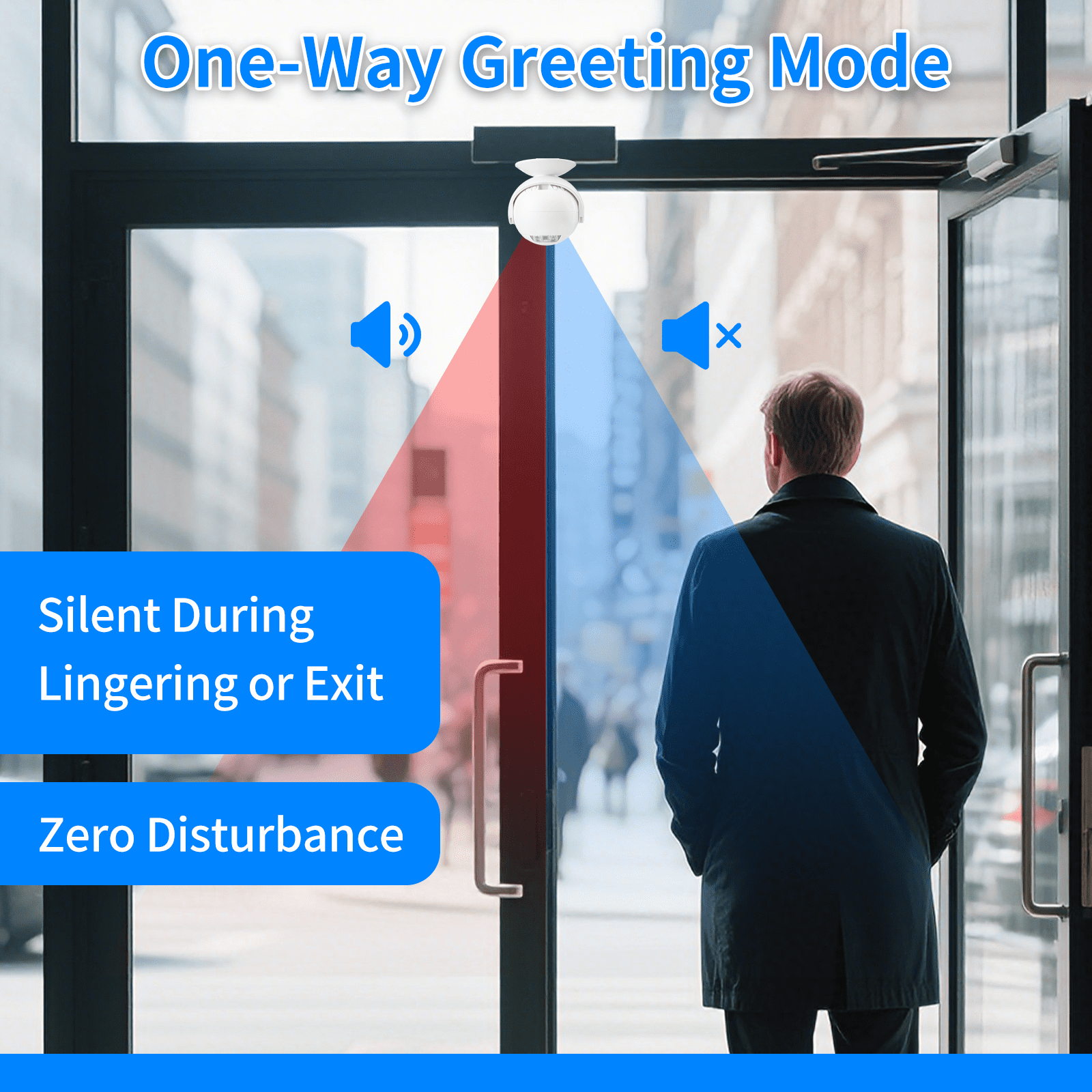 NineLeaf Motion Sensor Doorbell,Motion Activated Voice Player,Entrance Welcome Doorbell,95dB Sound,MP3 Support,USB-C Powered,Dual Directional Sensing,Ideal for Home,Store,Office,30PK