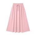 thumbnail image 6 of Hvogkswy Womens Midi Skirt, Solid Color Drawstring Elastic High Waist A-Line Skirts Soft Loose Outdoor Activities Ladies Summer Fashion Casual Skirt, 6 of 7