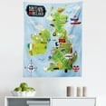 thumbnail image 1 of Cartoon Tapestry, Cartoon Maps of Britain and Ireland Landmarks Illustration, Fabric Wall Hanging Decor for Bedroom Living Room Dorm, 5 Sizes, Pale Blue Apple Green, by Ambesonne, 1 of 1
