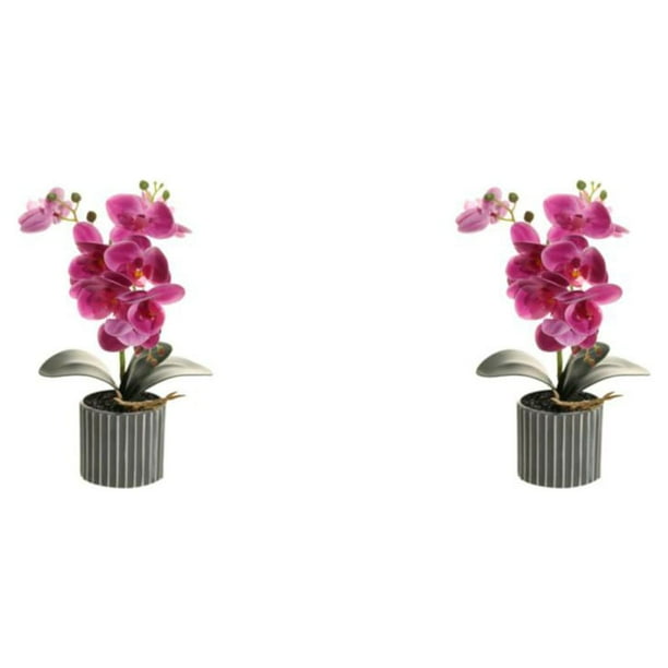 Bewildely Bonsái de orquídeas artificiales, maceta Phalaenopsis en maceta, decoración de jardín para el hogar, 8 flores falsas, estatuilla Type1 NO1
