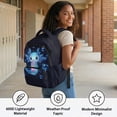 thumbnail image 4 of Pzuqiu Blue Axolotl 17 Inch Backpack for Girls Lightweight Breathable School Bag for Kids Padded Straps Front Zipper Pocket 10-12 Years Old Primary,Middle High School, 4 of 7