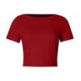 thumbnail image 3 of fatyb Women's Basic T-Shirts Short Sleeve Slim Going out Crop Tops Solid Color Summer Casual Tee, 3 of 4