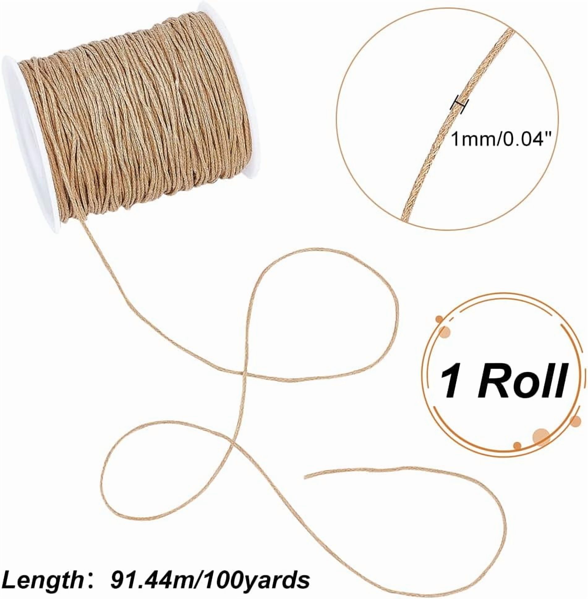 100 Yards 1mm Waxed Cotton Cord Thread Beading String Waxed Craft String Bracelet Strings for Bracelet Necklace Making Crafting Beading Macrame Vase Decor, Burlywood