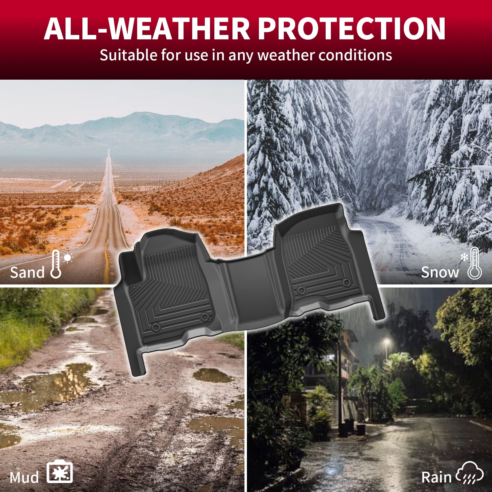 DIKSOAKR Floor Mats For 2019-2025 Chevy Silverado/GMC Sierra Denali 1500/2500HD/3500HD Crew Cab TPE All Weather Floor Liner Car Mats