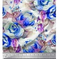 thumbnail image 1 of Soimoi Georgette Viscose Fabric Leaves & Rose Flower Fabric Prints by Yard 42 Inch Wide, 1 of 1