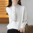 thumbnail image 2 of Gyexs Turtleneck Tops for Women Soft Turtleneck Long Sleeve Wool Sweater Fall Loose Knit Pullover Sweater Tops Fall Winter Outfits, White, Size XXL, 2 of 6