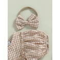 thumbnail image 6 of Musuos Baby Girl 2Pcs Summer Outfits, 3M 6M 12M 18M Short Puff Sleeve Plaid Print Romper with Bow Headband Set Cute Clothing, 6 of 10