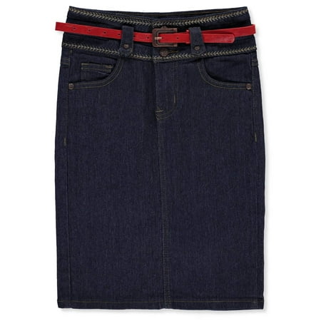 Cargo Girls Skirt - No Fuze Girls' Belted Denim Pencil Skirt