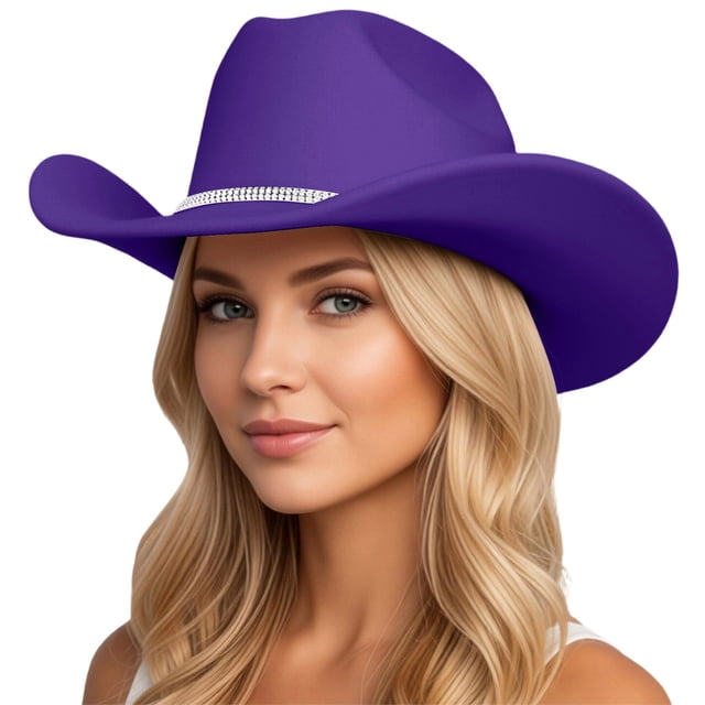 Sparkling Rhinestone Cowboy Hat Wide Brim Sun Travel Western Style Accessory for Casual Home Leisure