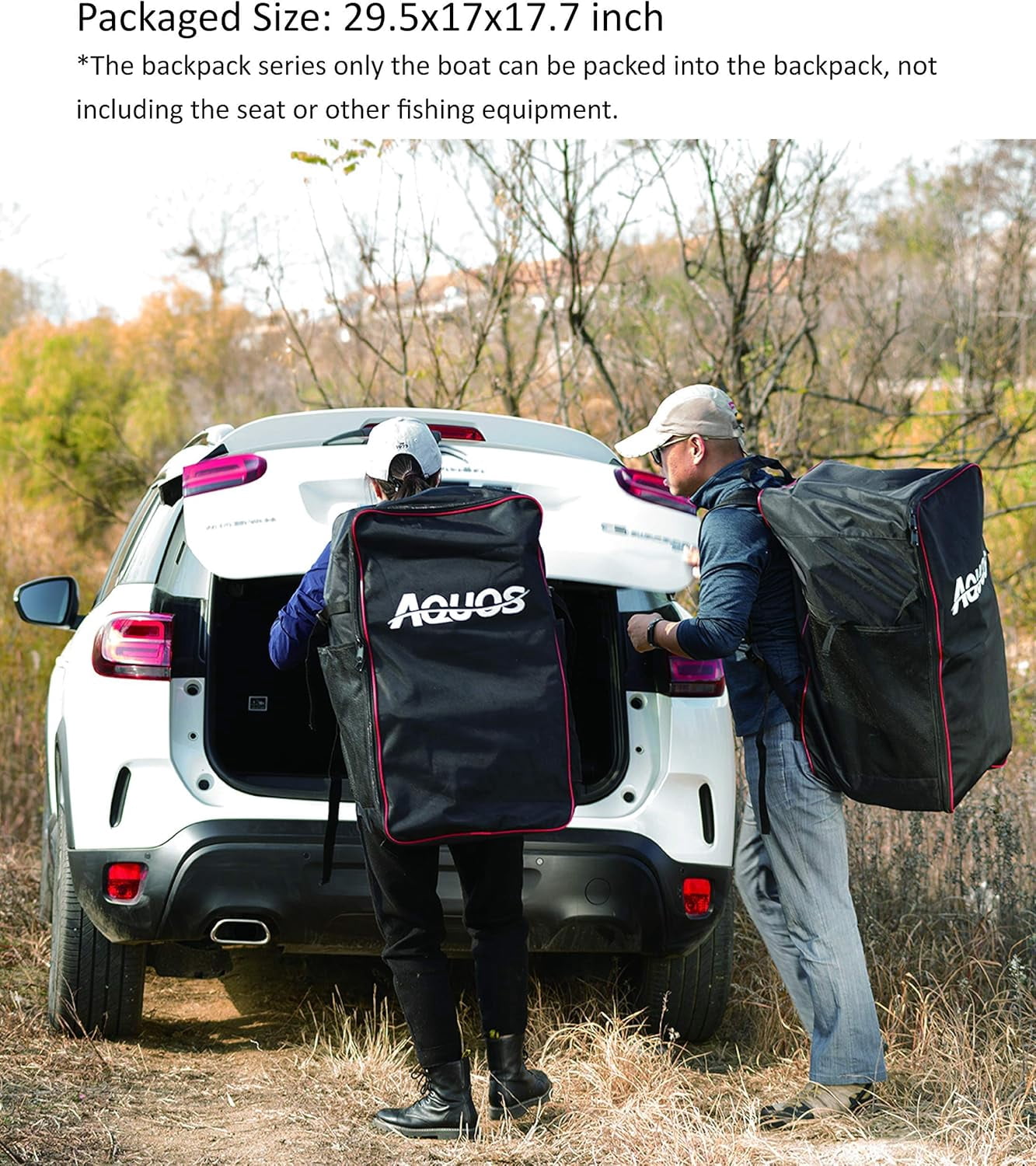 AQUOS Backpack Series 10 2ft Inflatable Pontoon Boat Portable Green Fishing Boat