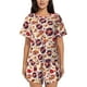 thumbnail image 1 of Fotbe rock music Skull record Conjunto de Pijama Estampado para Mujer, 2 Piezas, Ropa de Dormir con Camiseta de Manga Corta y Shorts Suaves-4X-Large, 1 of 6