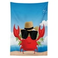 thumbnail image 3 of Ambesonne Crabs Tablecloth Rectangular Table Cover, Crustacean Sunglasses Hat, 52"x70", Multicolor, 3 of 4