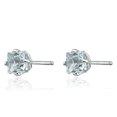 thumbnail image 3 of 14K Solid White Gold Blue Aquamarine Studs Gemstone Solitaire Earrings March Birthstone Jewelry, 3 of 10