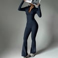thumbnail image 6 of LNZGNM Two Piece Sets for Women Cozy Year Round Travel Vacation Outfits Fitted Zip Front Tops and Flare Hem Pants with Pockets Lounge Sets, (S), 6 of 8