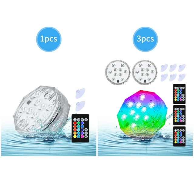 15 Colors RGB Submersible LED Pool Light, Waterproof Pond Lamp with Remote Control for Outdoor Garden Decor, Great for Weddings, Parties, Christmas