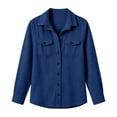 thumbnail image 7 of Elwylmiz Women's Striped Button Down Shirts Collared Long Sleeve Tops with Chest Pockets Casual Work Shirt, 7 of 7