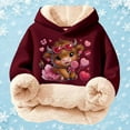 thumbnail image 5 of XUELUO Big Girls Hoodies Drawstring Long Sleeve Fleece Lined Cow Heart Print Hood Tops Early Spring Warm Clothes With Pockets, 5 of 5