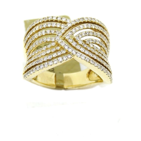 1.19ct genuine diamond 18k yellow Gold Women wide anniversary band Ring Size 6.5