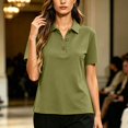 thumbnail image 6 of TGSLY Women's Work Golf Shirts Soft Breathable Collared Short Sleeve Tops Relaxed Dressy Casual Half Button Down Solid Color Blouses S, 6 of 7