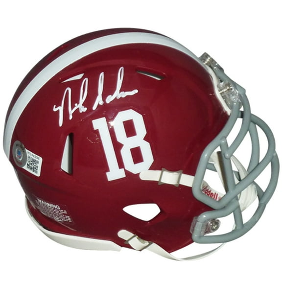 Nick Saban Autographed Alabama Crimson Tide Mini Helmet - Beckett Witness