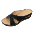 thumbnail image 4 of Women's Wedge Platform Sandals Comfortable Slip On Backless Slide Beach Sandal Open Toe Non Slip Work Shoes Black Size 8.5, 4 of 5