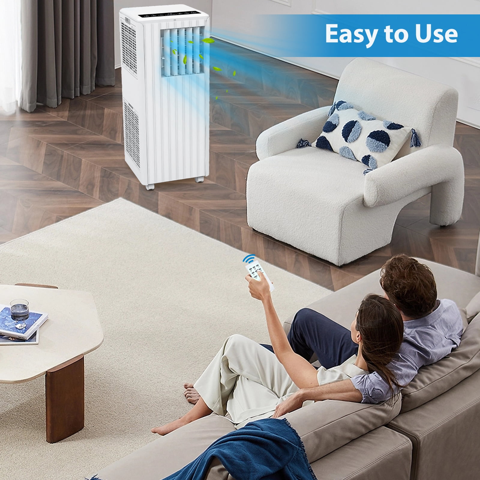 Portable Air Conditioner 8000 BTU, 3-in-1 Compact AC Unit with Cooling, Dehumidifier & Fan, Quiet Operation with 24H Timer, Remote Control & Window Kit for Rooms up to 350 Sq.Ft.