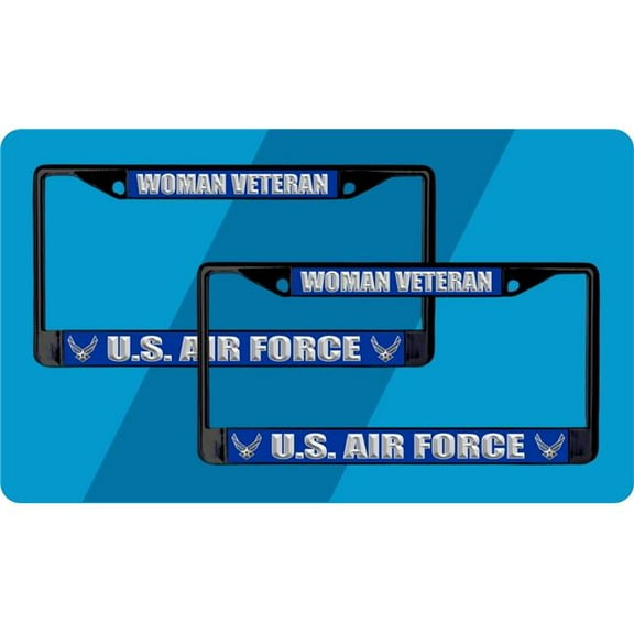 U.S. Air Force Woman Veteran Black License Plate Frame 2 Pack
