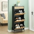 thumbnail image 3 of Rattan Shoe Storage Cabinet with 3 Flip Drawers & 1 Small Drawer, Narrow Shoe Rack Organizer with Adjustable Shelves & Anti-Tipping Device, 3 of 7