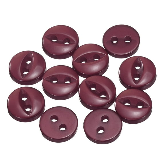 Uxcell 12pcs 14L Dark Red Round Sewing Buttons 9mm 11/32" Resin 2-Hole Fish Eye Craft Replacement Button for Craft Decoration Pants Dress Skirt Clothing Fastener Buttons