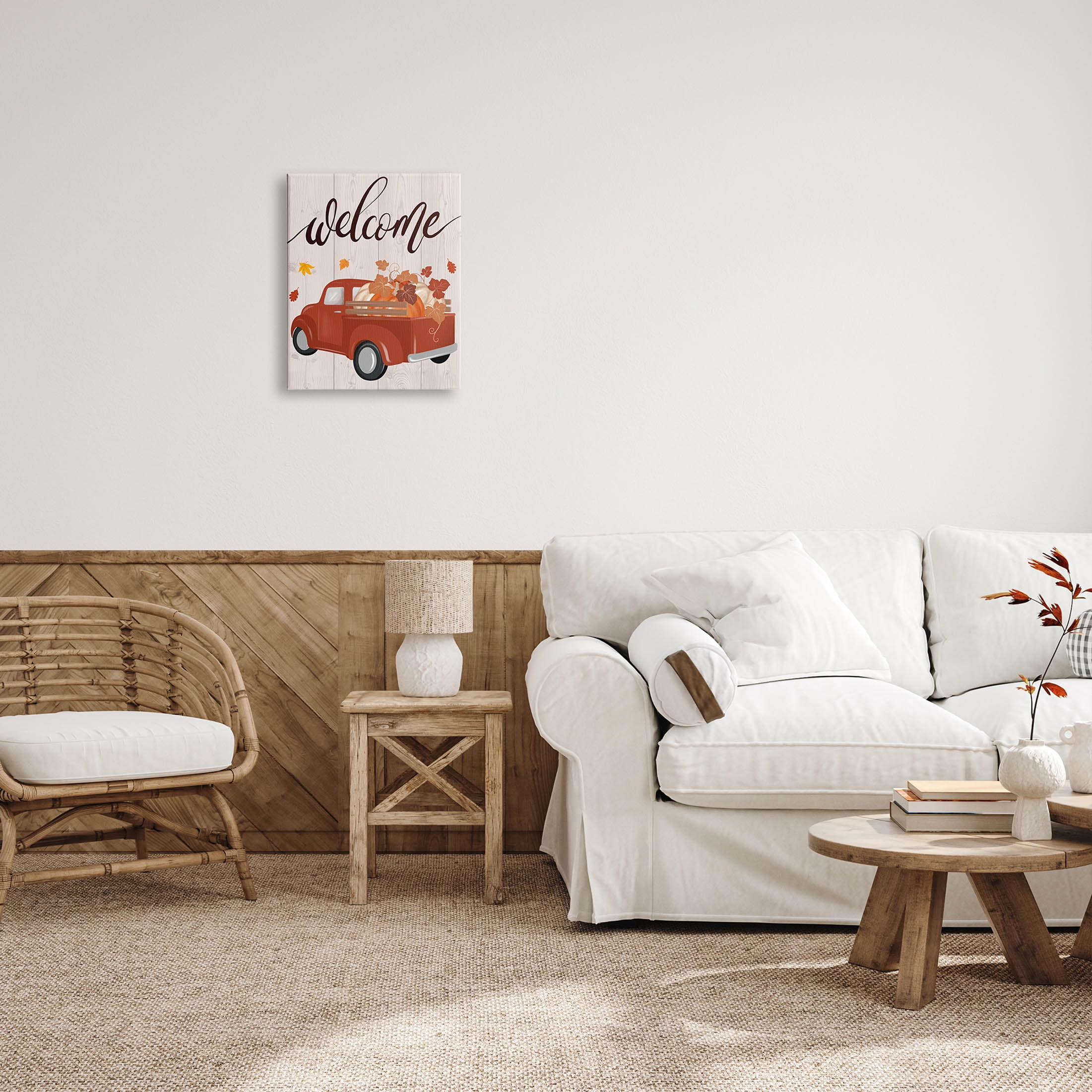 Stupell Industries Welcome Country Pumpkin Truck Graphic Art Gallery Wrapped Canvas Print Wall Art, Design by Jo Taylor