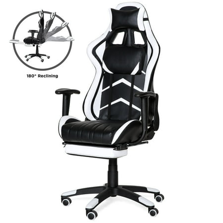 Best Choice Products Ergonomic High Back Executive Office Computer Racing Gaming Chair with 360-Degree Swivel, 180-Degree Reclining, Footrest, Adjustable Armrests, Headrest, Lumbar Support, (Best Office Chair For Psoas)