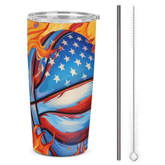 20oz Insulated Stainless Steel Tumbler,Sports Basketball Double Wall Vacuum Travel Coffee Mug