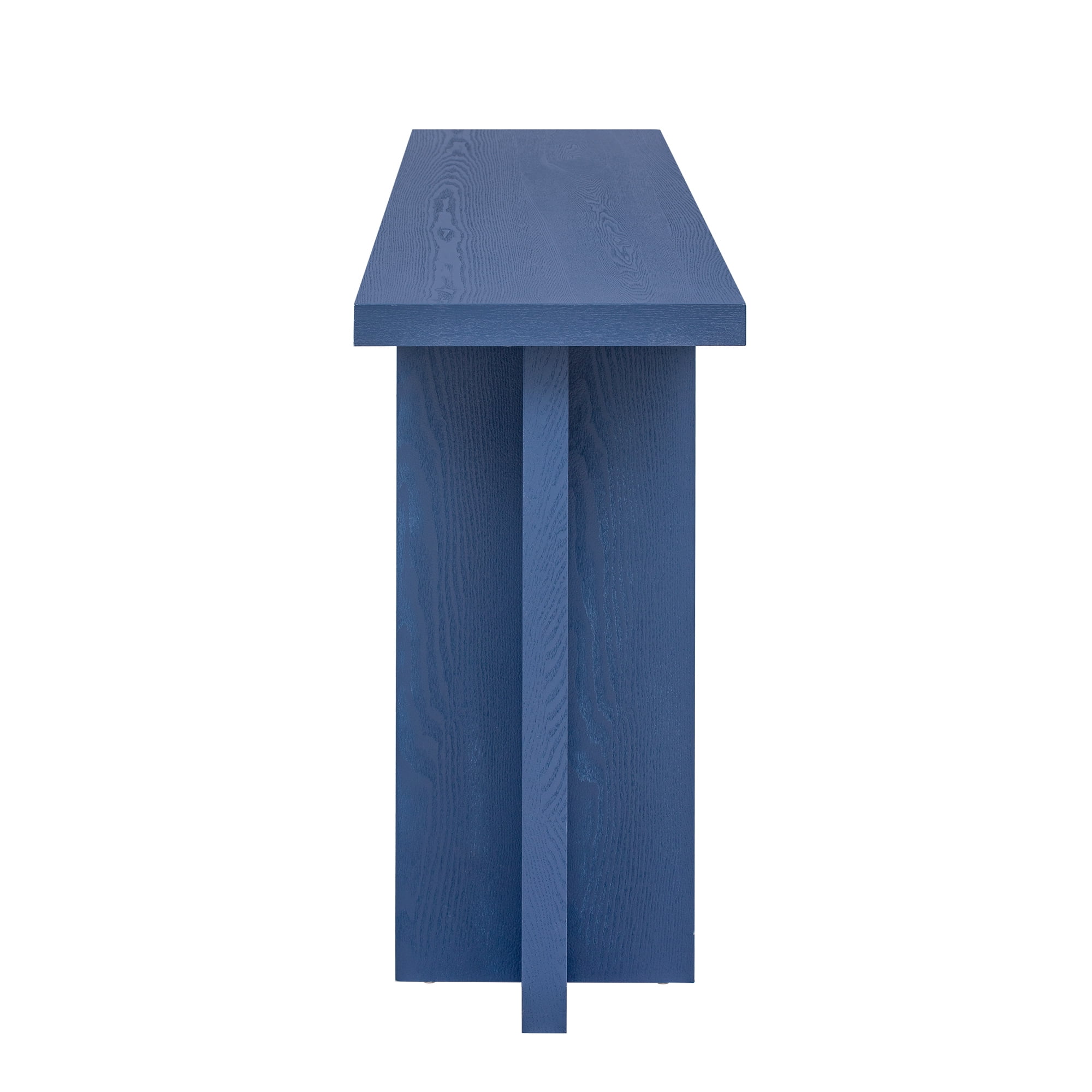 Euroco 60" Long Console Table, Retro Wood Entryway Table with T Shaped Legs and Bottom Storage Shelf, Sofa Table for Living Room, Entrance,Hallway, Foyer,Navy Blue