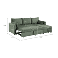 thumbnail image 3 of BSHTI L-Shaped Pull Out Sleeper Sofa Bed with Storage Chaise – 3-Seater Convertible Corduroy Sectional Couch for Small Living Room, Apartment, or Office, Olive Drab, 3 of 9
