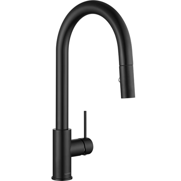 Aguastella As60Mb Grifo De Fregadero De Cocina Negro Mate Con Pulverizador Abatible Monomando