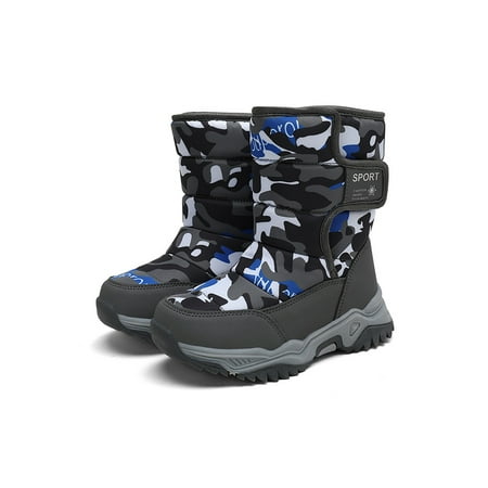 

Crocowalk Kids Waterproof Cotton Lining Snow Boot School Comfort Booties Magnetic Winter Warm Shoes Gray 10C