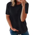 thumbnail image 1 of Womens Striped Color Block Short Sleeve Causal Blouses T Shirts Tops, 1 of 5