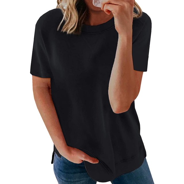 Womens Striped Color Block Short Sleeve Causal Blouses T Shirts Tops