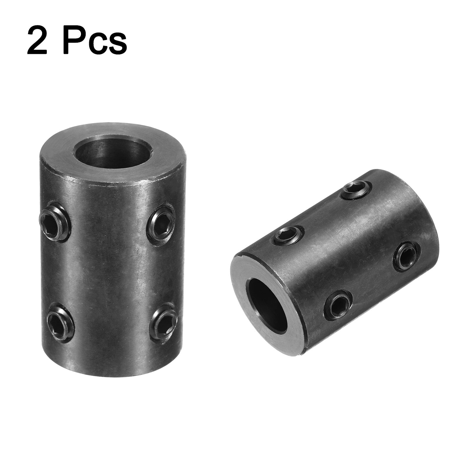 Uxcell 2 pack Shaft Coupling 1/2" Bore, 1" OD, 1-1/2" Length, Black Oxide Plated Steel Rigid Coupling, (4 Set Screws)