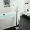thumbnail image 5 of CASAINC Single-Handle Floor-Mounted Bathtub Faucet High Flow Bathroom Tub Filler with Hand Shower, Brushed Nickel, 5 of 10