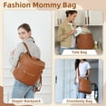thumbnail image 2 of miss fong Mochila para pañales Bolsa para pañales para bebés, Mochila grande de cuero para pañales con 16 bolsillos Bolsa para pañales de viaje con cambiador de pañales, correas para cochecito y 2 bol, 2 of 5